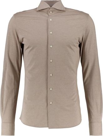 Profuomo Casual Hemden - Heren - Overhemden - Beige - Maat: 2XL