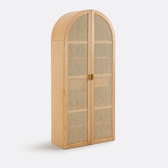 La Redoute Interieurs 2-deurs servieskast in eikenfineer en riet, MATHEO