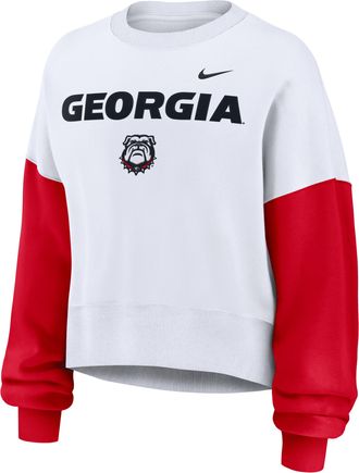 Nike Georgia Bulldogs Primetime Nike Womens College Pullover Crew in White | 01D7075KNGB-88C