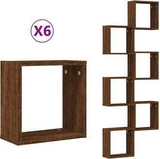 vidaXL Vidaxl - Estantes Cubo De Pared 6 Unidades Roble Marr&oacute;n 30x15x30 Cm