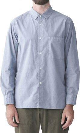 Sage De Cr&ecirc;t Mens Organic Cotton Broadcloth Regular Collar Shirt In Saxe