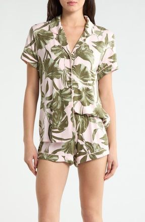 Nordstrom Moonlight Eco Short Pajamas in Pink- Olive Sketch Tropic at Nordstrom, Size X-Small