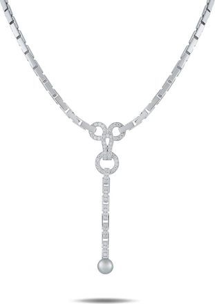 Cartier 18K white gold Agrafe diamond pearl necklace - women - 18kt White Gold/Pearl - One Size - Silver