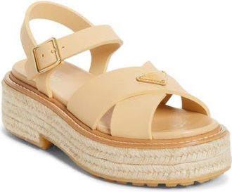 Prada Stride Flow Espadrille Platfrom Sandal in Naturale at Nordstrom, Size 11Us
