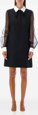 Valentino Garavani sheer sleeves dress - women - Silk/Silk/Virgin Wool - 38 - Black