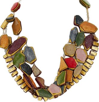 GFW Handgemaakte halsketting met geometrische vormen - Goud