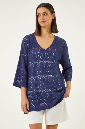 Roman Cotton Crochet Tunic Top