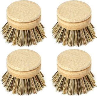 No Brand Cabezales De Repuesto Para Cepillos. Aptos Para 4 Cepillos De Madera Para Lavar Platos Con Cerdas R&iacute;gidas