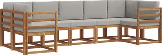vidaXL Conjunto De Sof&aacute;s De Exterior 7 Uds. Natural Y Gris Claro Vidaxl