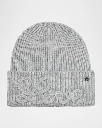 Jocelyn Love Embroidered Knit Beanie