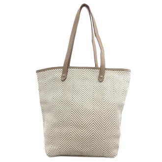 Herm&egrave;s Beige Canvas Leather Tote Bag (Pre-Owned)