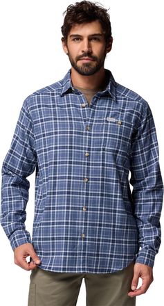 Columbia Mens Cornell Woods Flannel Long Sleeve Shirt, Dark Mountain Quad Check, XX-Large