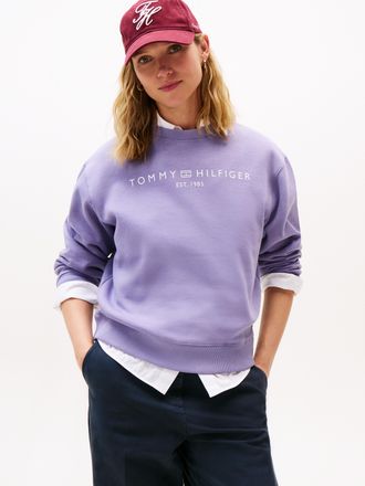 Tommy Hilfiger Sweatshirt TOMMY HILFIGER MDRN REG CORP LOGO C-NK SWTSHRT, Damen, Gr. XXXL(46), lavender ash, Sweatware, Obermaterial: 63% Baumwolle, 37% Polyester, u