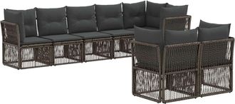 vidaXL Conjunto De Sof&aacute;s De Jard&iacute;n 8 Uds. Gris Rat&aacute;n Sint&eacute;tico Vidaxl