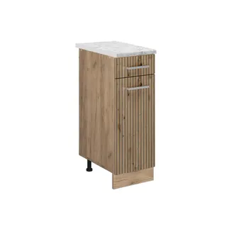 Vicco Mueble Bajo De Cocina R-line, Roble Artesanal, 30 Cm Et M&aacute;rmol