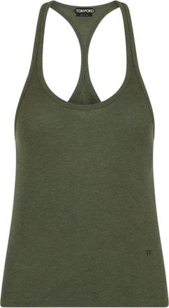 Tom Ford Green Solid Scoop Neck Top