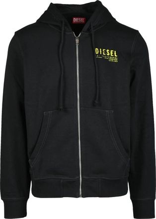 Diesel Sweatshirt van katoenmix - Heren - Vesten met rits - Zwart - S - Katoen - Hoodies & sweatvesten