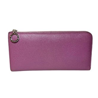Bulgari Purple Leather Long Wallet (Bi-Fold) (Pre-Owned)