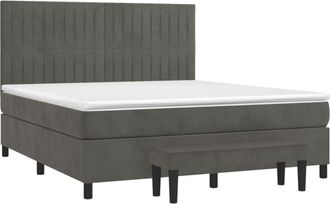 vidaXL Vidaxl - Cama Box Spring Con Colch&oacute;n Terciopelo Gris Oscuro 180x200 Cm