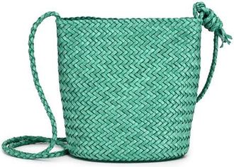 OLD TREND Reed Genuine Leather Woven Barrel Crossbody Bag in Mint at Nordstrom