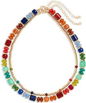 Nordstrom Rack 2-Pack Assorted Beaded Necklace Set in Rainbow Multi- Gold at Nordstrom Rack