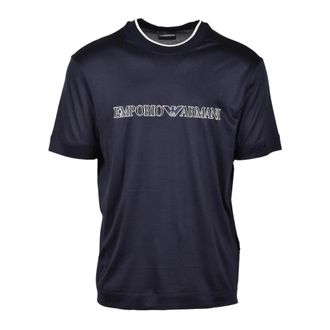 Emporio Armani Lyocell Katoenen T-shirt - Heren - T-shirts - Blauw - 3XL - Katoen - Tops