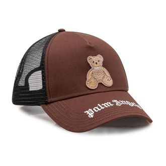 Palm Angels Caps, male, Brown, Size: ONE SIZE Bear-appliqu&eacute; Trucker Cap