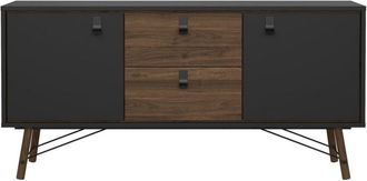 Calicosy Aparador 2 puertas y 2 cajones L150,3 cm - Efecto Nogal y negro