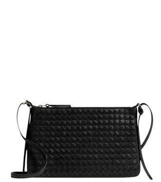 Bottega Veneta Black Intrecciato Piccolo Medium Crossbody Bag
