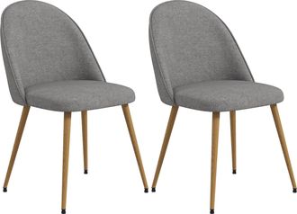 OEM Pack De 2 Sillas De Comedor Sillas De Cocina Tapizadas De Tela De Lino Con Patas De Acero Carga 120 Kg 50x52x83 Cm Gris