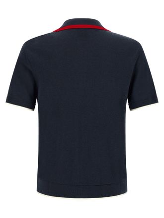 Casablanca Merino Wool Half-Zip Polo - navy