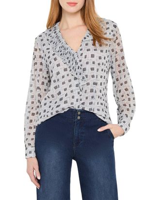 Nic+Zoe Nic+Zoe Dotty Squares Ruffle Top