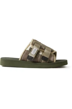 Suicoke KAW-VS Webbing and Suede-Trimmed Denim Sandals