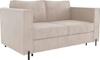 Vente-Unique Sof&aacute; cama de 3 plazas de apertura r&aacute;pida de tela texturizada beige - Cama de 140 cm - Colch&oacute;n de 14 cm - ELORYA