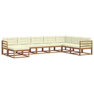 vidaXL Conjunto De Sof&aacute;s De Exterior Con Coj&iacute;n 8 Pcs Natural Y Crema Vidaxl