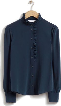 & Other Stories Ruffled Mulberry Silk Blouse in Blue at Nordstrom Rack, Size 10