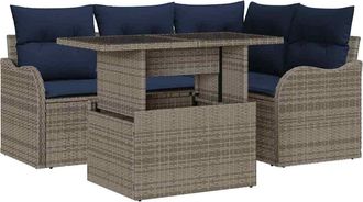 vidaXL Juego De Comedor Para Exteriores 5 Uds. Gris Polirat&aacute;n Vidaxl