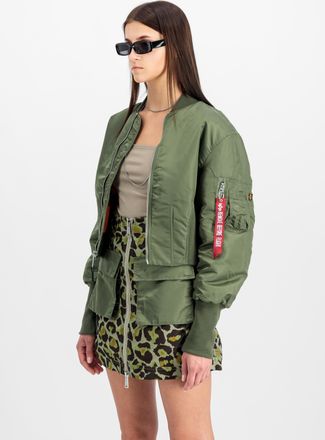Alpha Industries Bomberjacke ALPHA INDUSTRIES Waisted MA-1 W, Damen, Gr. XS, sage, gr&uuml;n, Obermaterial: 100% Nylon; Futter: 100% Nylon; F&uuml;llung: 100% Polyester, Jacken 