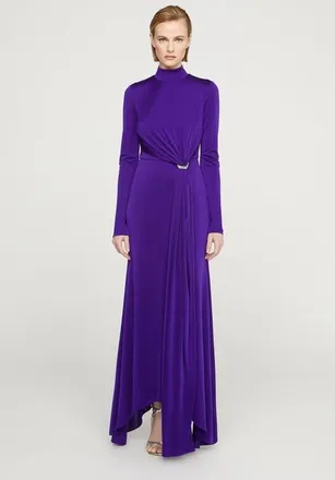 Halston Heritage Mya Long Sleeve Jersey Dress in Blue Violet at Nordstrom, Size 10