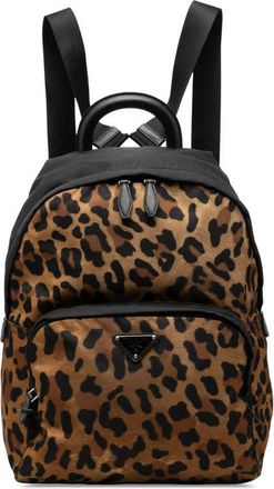 Prada Pre-owned Prada Leopard Print Tessuto Backpack Unisex 40CU8X5Z27TIJ2I3