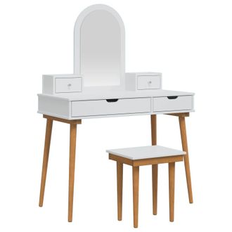 vidaXL Conjunto De Mesa De Tocador Fauske 5 Uds. Blanco Vidaxl