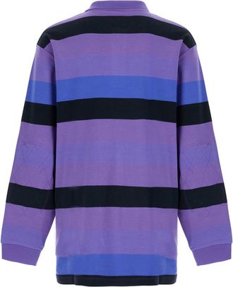 ERL Striped Rugby Long-Sleeve Knit Polo - Purple