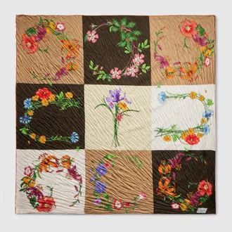 Gucci Printed Silk Shawl, Brown