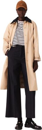 Maje Contrast sleeve and collar trench in Beige at Nordstrom, Size 38 Eu