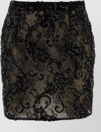 Alessandra Rich lace mini skirt fitted silhouette floral pattern