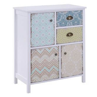 HOMCOM Drawer Table Sideboard Multi-purpose Storage Chest Shabby Chic Entryway Living Room Bedroom Furniture Organizer Unit 5 Retro Style - Home Living | TJ
