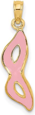 Diamond2Deal 14k Yellow Gold 3-D and Beveled with Pink Enamel Masquerade Mask Pendant