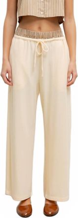 Leset Lauren Crop Drawstring Pants In Vanilla