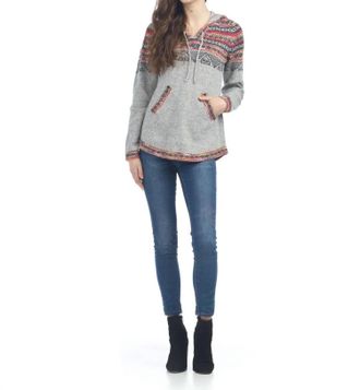 Papillon Fairisle Print Pullover With Hoody In Grey