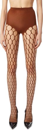 Diesel Stretchy mesh-knit tights - Shorts - Woman - Brown